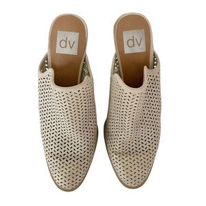 Dolce Vita Mules Clogs Women's Size 8 Nude Laser Cut Heels Slip On Slides Shoes